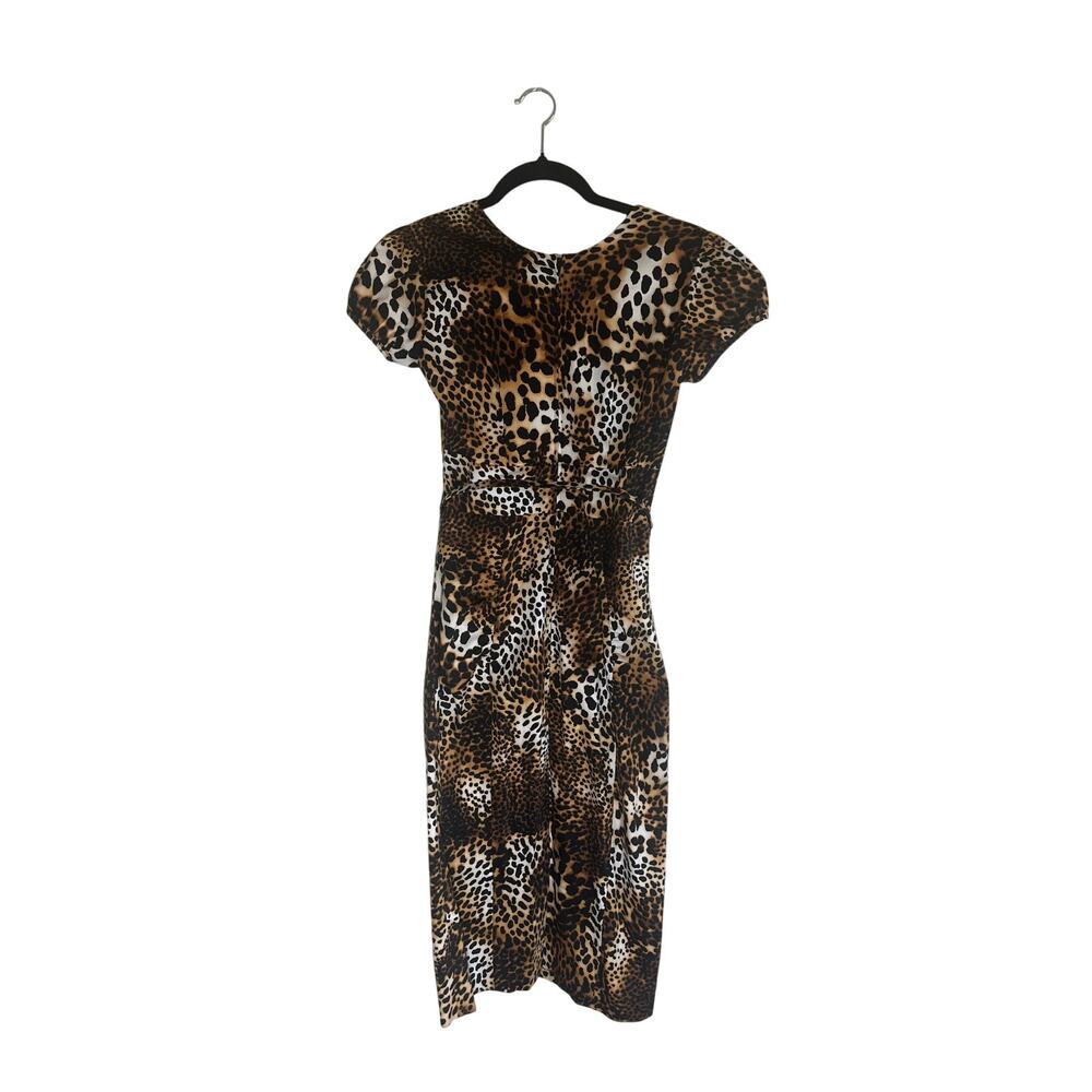 Stop Staring! Women's S Leopard Print Wiggle Dress Cap Sleeve Retro Pin-Up